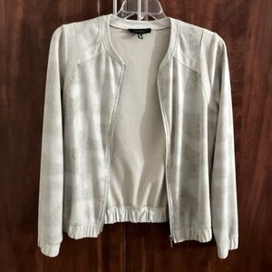 Jolibel Women’s Collarless Bomber Jacket, Beige/Tan, Size 6